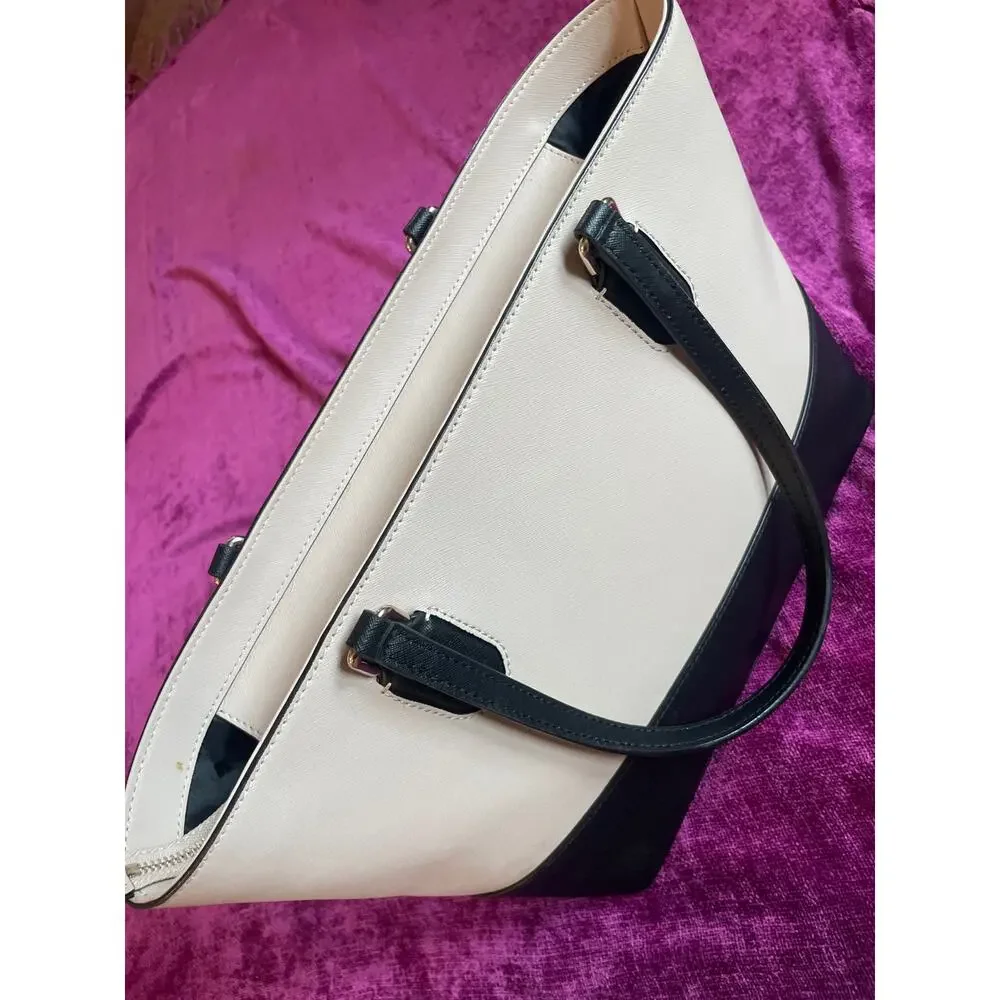 KATE SPADE Laurel Way Dally Bag Shoulder Tote Purse Bone and Black MINIMALIST